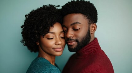 Obraz premium Warmhearted Loving Partners Sharing a Tender Intimate Embrace After a Day of Bonding and Emotional Connection The Image Conveys a Sense of Closeness Trust