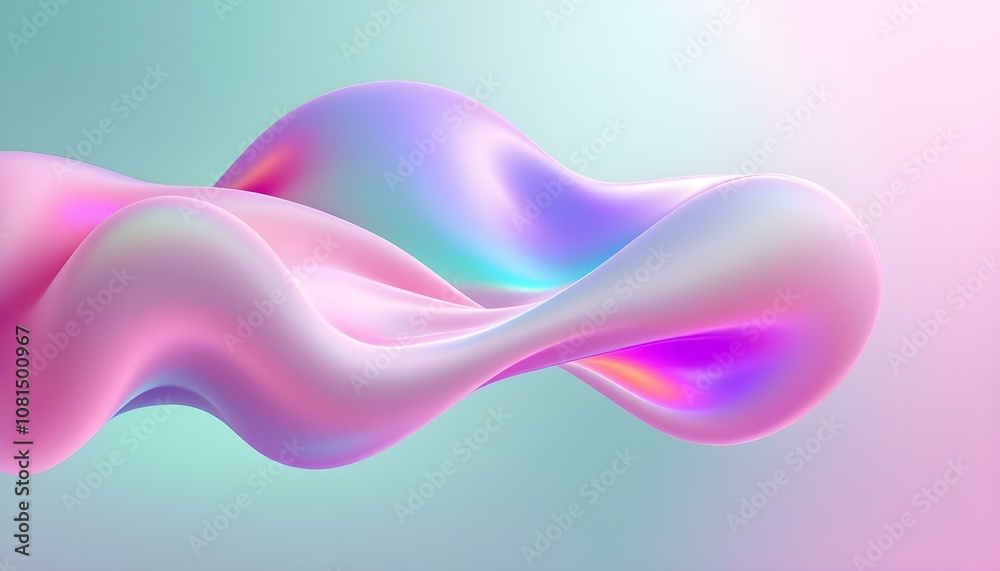 Aufkleber abstract background with a colorful gradient, black background, holographic waves, gradient backgrou