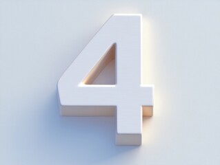 Obraz premium A 3D-rendered white number four against a light background.