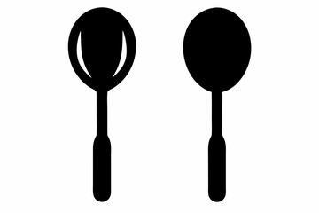 spoon vector icon, fork spoon black icon, set of kitchen utensils silhouette vector