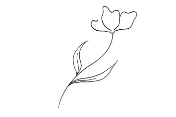 花のシンプルな線画ベクターイラスト　黒