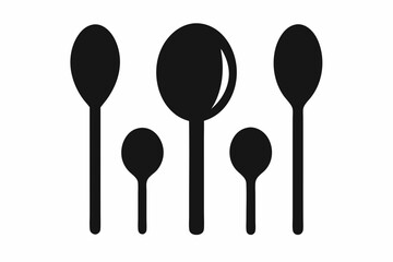 spoon vector icon, fork spoon black icon, set of kitchen utensils silhouette vector