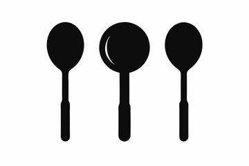 spoon vector icon, fork spoon black icon, set of kitchen utensils silhouette vector