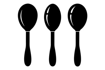 spoon vector icon, fork spoon black icon, set of kitchen utensils silhouette vector