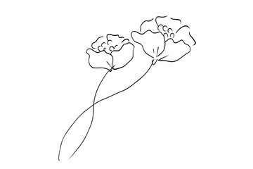 花のシンプルな線画ベクターイラスト　黒