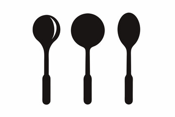 spoon vector icon, fork spoon black icon, set of kitchen utensils silhouette vector