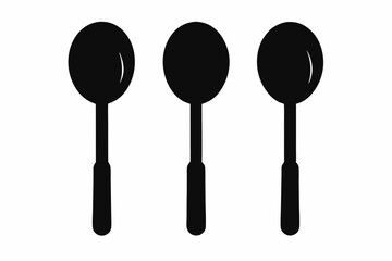 spoon vector icon, fork spoon black icon, set of kitchen utensils silhouette vector