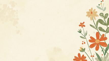 A simple floral design with orange flowers on a cream background.