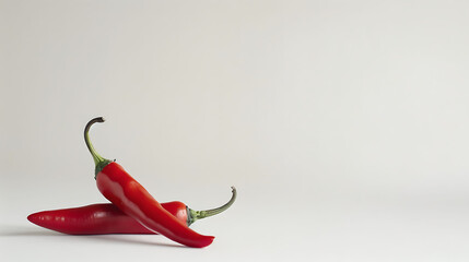 Fresh Red Chili Peppers on White Background for Spicy Food and Cooking Concepts. With white Space