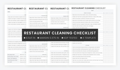 Minimalist Restaurant Cleaning Checklist Printable, Kitchen Sanitation Cleaning Schedule, Commercial Bar Kitchen Cleaning Task Report