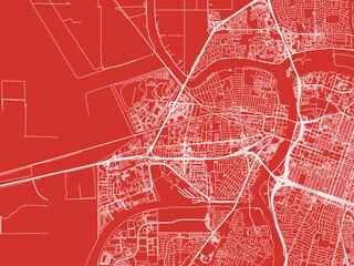 Christmas Map of West Sacramento  California, USA in Snowy White on Festive Red Background.