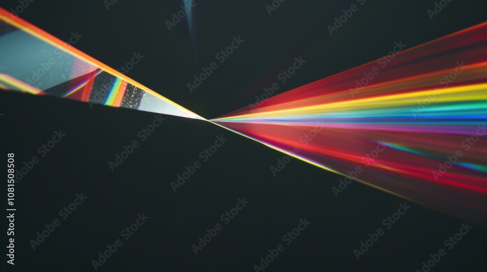 Poster a prism splitting white light into a spectrum of colors against a black background symbolizing diver
