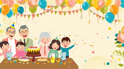 Fototapeta premium Celebrate Togetherness with a Heartwarming Family Reunion Birthday Background!