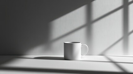 White cup with subtle shadow, capturing a minimalist aesthetic