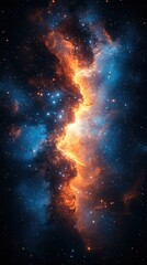 Naklejka premium Stunning cosmic nebula with vibrant colors and star formations.