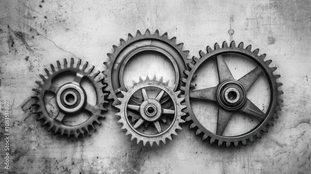 Aufkleber a series of interconnected gears of varying sizes, signifying the complexities of systemic inequalit