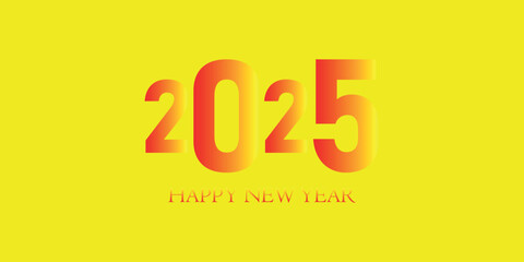 bright yellow happy new year 2025 design with bold numbers for holiday celebration, countdown, and new year greeting projects
