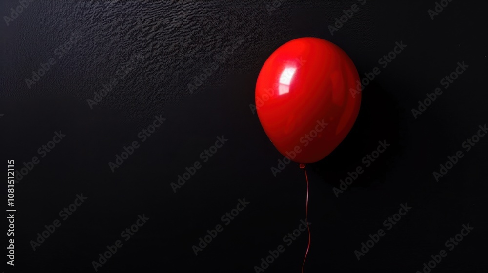 Poster a single bright red balloon on a black background symbolizing equity, emphasizing the visibility and