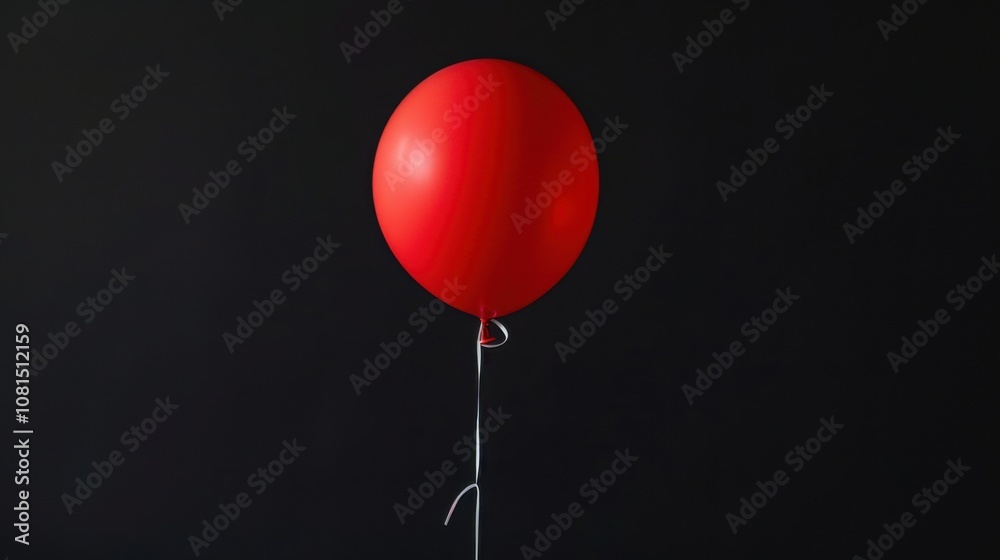 Poster a single bright red balloon on a black background symbolizing equity, emphasizing the visibility and