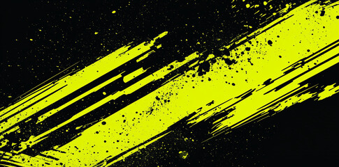 Bright neon green and black grunge background with dynamic splashes