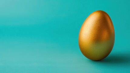 A single golden egg on a bright blue background representing the value of diversity, Emphasizing the preciousness and unique contributions of each individual, minimalistic style