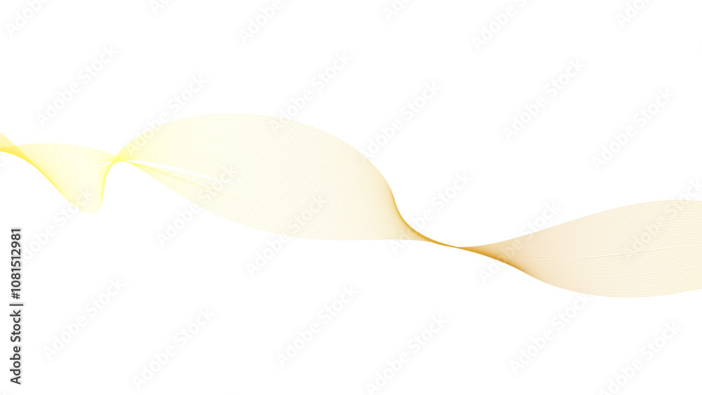 Wall mural abstract gold wave design element. glowing smooth wavy line. abstract motion of curve lines, light s