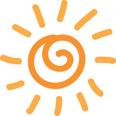 Flat Vector Illustration of a Childlike Sun Drawing