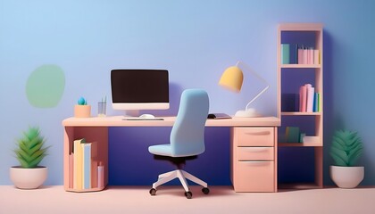 burnout at the desk. Ergonomic desk setup to prevent burnout, healthy posture, 3D illustration.