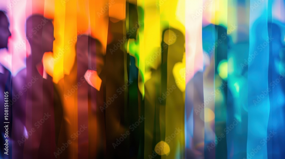 Aufkleber A spectrum of abstract shapes blending into one another, metaphorizing the integration and harmony of diverse perspectives, photography style