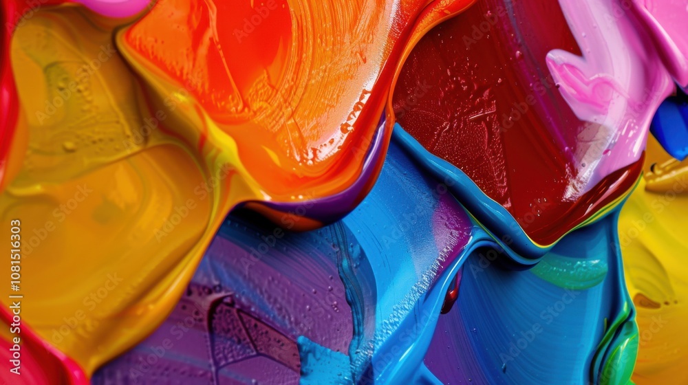 Poster A spectrum of abstract shapes in vibrant colors blending together, representing the fusion and synergy of diverse cultures, photography style