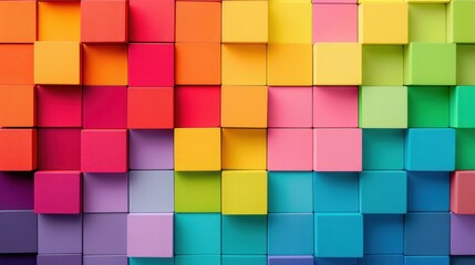 A spectrum of color blocks arranged in a staggered pattern, metaphorically representing the spectrum of human experiences and identities, minimalist style