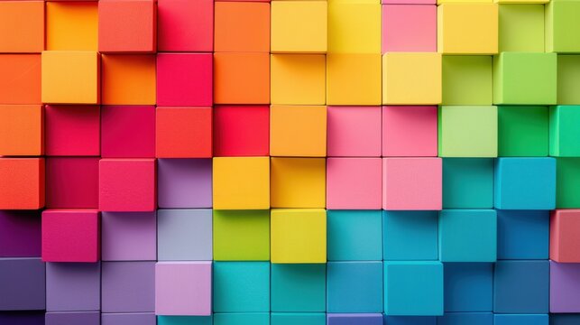 A spectrum of color blocks arranged in a staggered pattern, metaphorically representing the spectrum of human experiences and identities, minimalist style