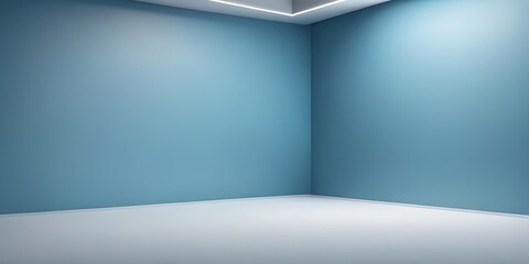 Obraz premium Minimalist modern interior studio with light blue walls, natural light, and clean lines