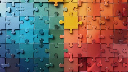 A spectrum of differently shaped puzzle pieces fitting together seamlessly, Illustrating the strength of diverse perspectives in solving complex issues, photography style
