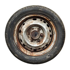 Fototapeta premium Car wheel isolated on a white background, close up