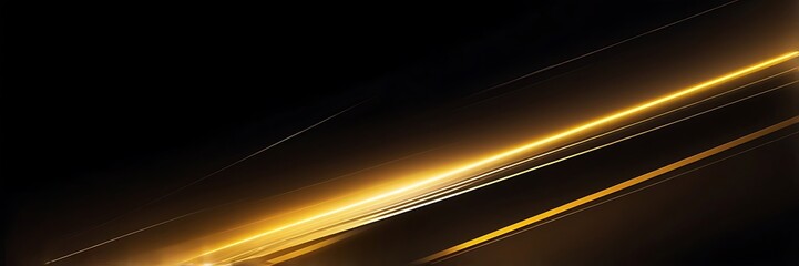 Golden Elegance: Abstract Metallic Line Art on Black Canvas