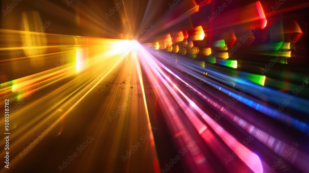 Poster A spectrum of light rays converging into a single beam, Metaphorizing the clarity and unity achieved through diverse perspectives, photography style