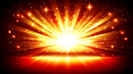 A vibrant burst of light with sparkling stars emanating from a central white space against a dark red background, perfect for a celebratory or dynamic design.