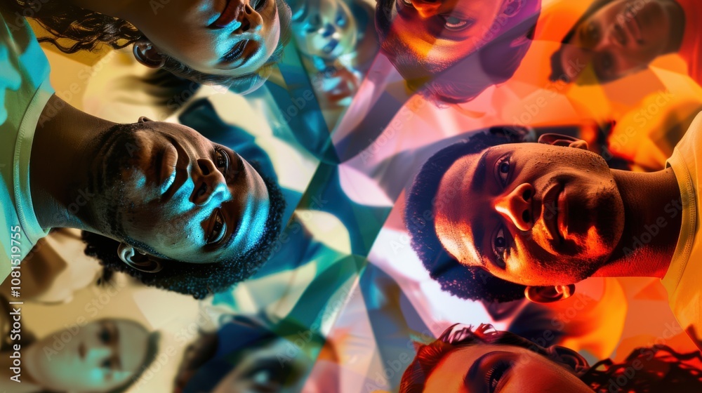 Poster A spectrum of voices in diverse languages converging into a unified message, Reflecting the strength and unity found in linguistic and cultural diversity, photography style