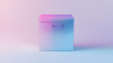 Minimalistic 3D File Box Icon with Smooth Gradient Colors on White Background