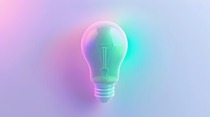 Minimalist 3D Lightbulb Icon with Smooth Green and Purple Gradient on White Background