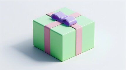 Minimalist 3D Gift Box Icon with Smooth Gradient Colorful Design on White Background