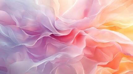 Abstract background of soft, colorful, flowing fabric in shades of pink, purple, yellow, and orange.