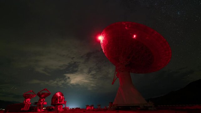 Timelapse of parabolic dish at Owens Valley Radio Observatory in Eastern Sierra, California