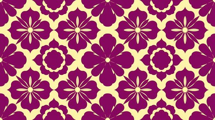 Seamless Bold Floral Pattern in Magenta and Cream