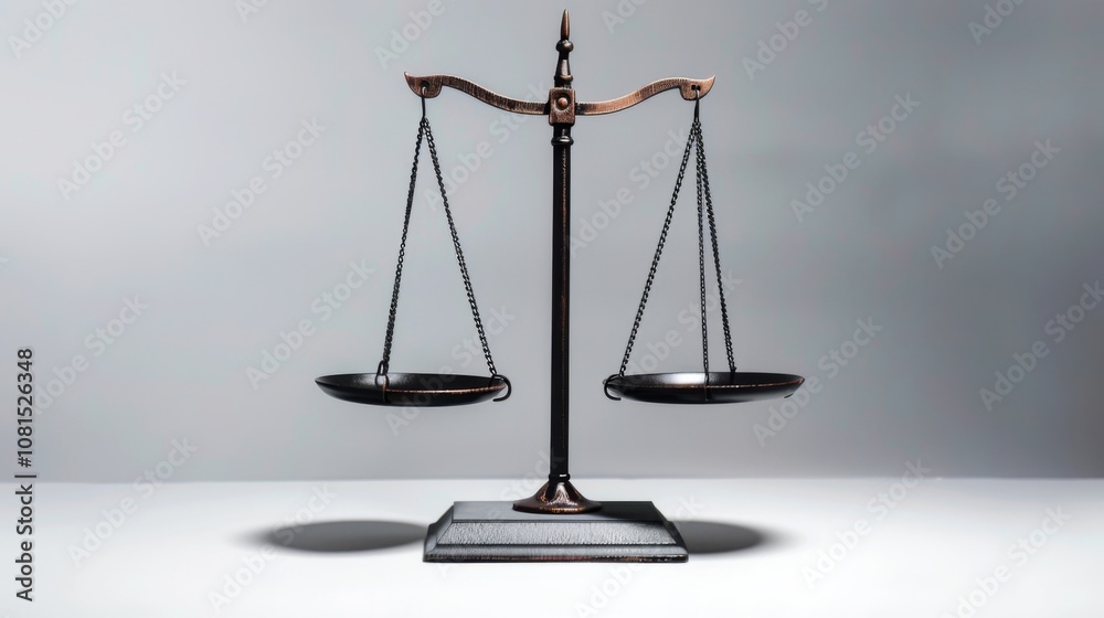 Poster A symbolic image of equity, showing a scale with equal-sized weights balanced perfectly, Representing fairness and equal opportunity