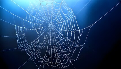 Natural macro shot. Macro of dew on spider web, glistening detail, natural light, 3D illustration.