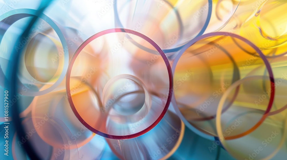 Poster a symphony of interconnected circles in varying opacities and colors, symbolizing the harmonious int