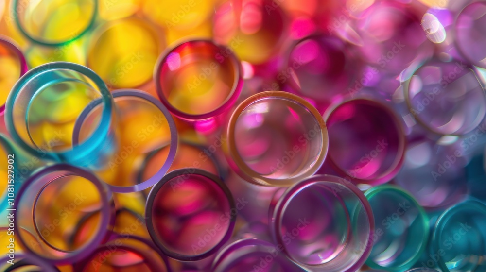 Poster a symphony of interconnected circles in varying opacities and colors, symbolizing the harmonious int