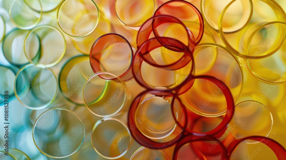Poster a symphony of interconnected circles in varying opacities and colors, symbolizing the harmonious int